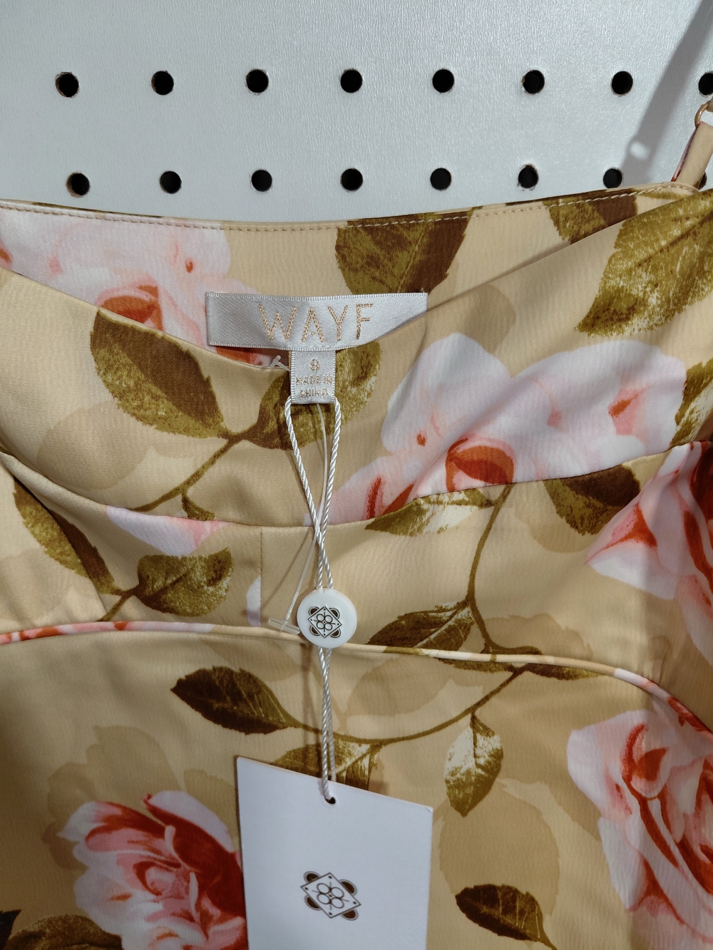 Wayf Beige Floral Maxi Slip Dress with Pink Roses - Picture 4 of 6